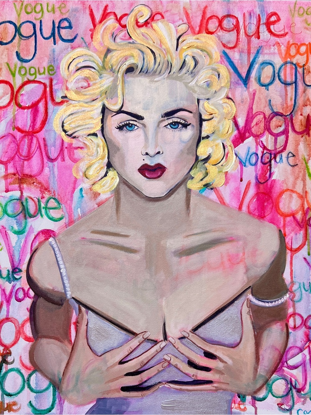 Pop Art Portrait Canvas in Pink and Blonde Madonna